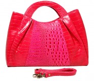 Genuine Cow Leather - GNZLZ inspired w/ Croc Embossed Satchel - Fuchsia - BG-25012FU